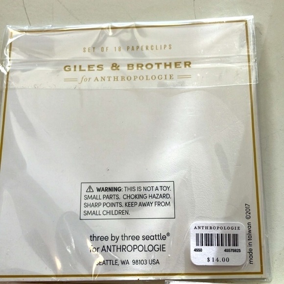 Anthropologie 3 Sets of 18 Long Gold Colored Safety Pin Paper Clips NEW Wrapped - Picture 3 of 4